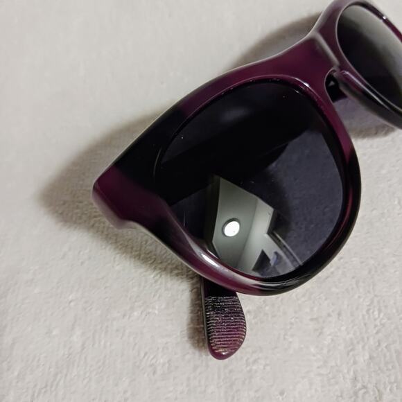 Burberry Sunglasses Tortoiseshell PURPLE BLACK Round Cat Eye Gray Lens Authentic - Picture 12 of 16